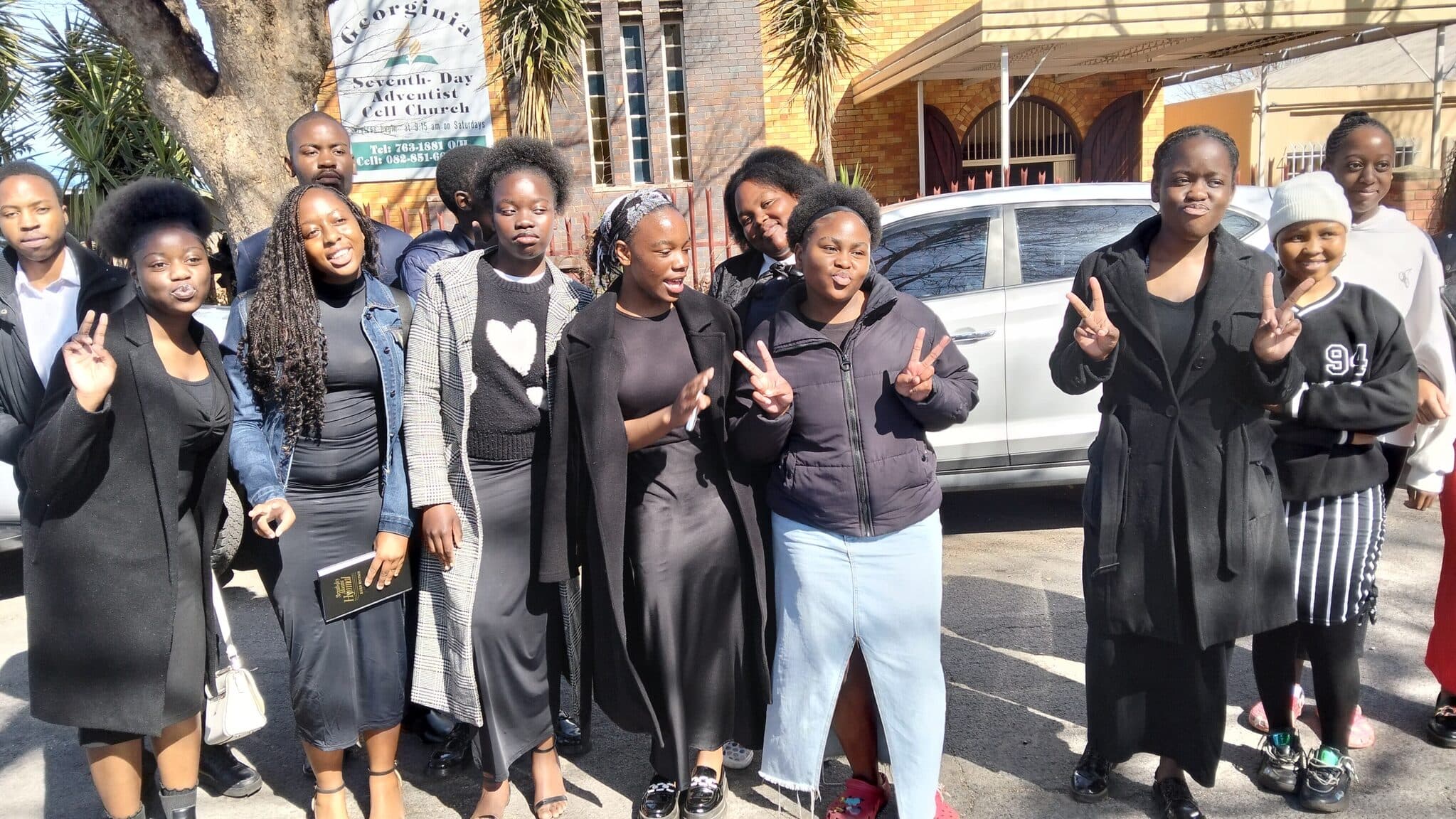 Kempton Park East church family gathered outside church